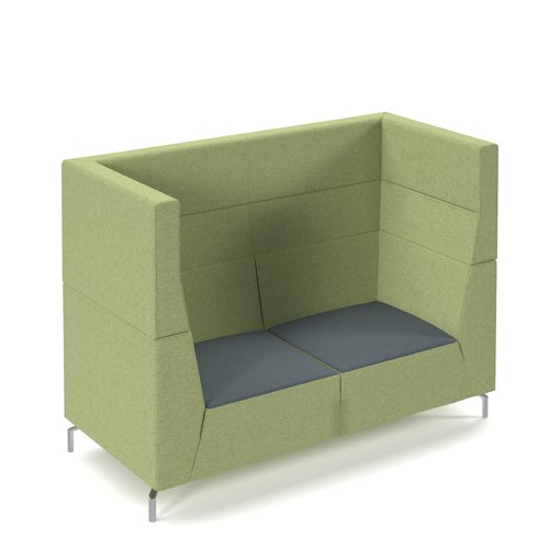 Alban high back double seater sofa with chrome legs - elapse grey seat with endurance green back
