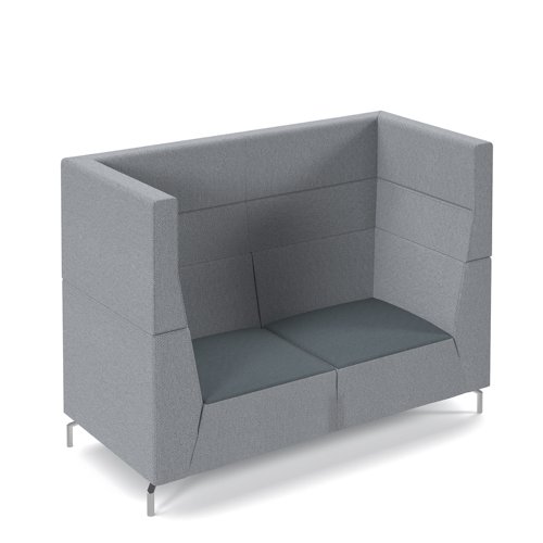 Alban high back double seater sofa with chrome legs - elapse grey seat with late grey back