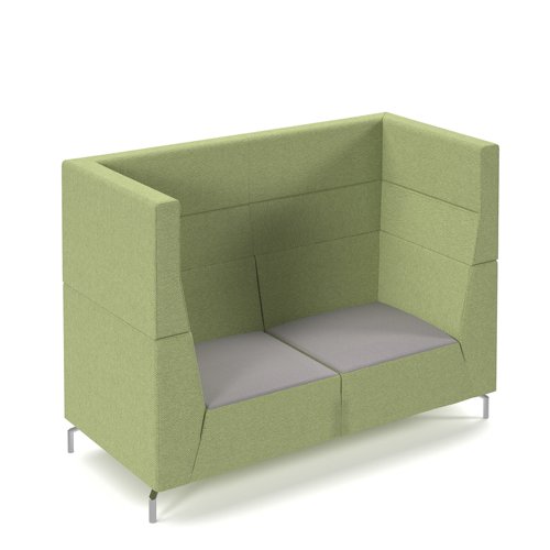 Alban high back double seater sofa with chrome legs - forecast grey seat with endurance green back