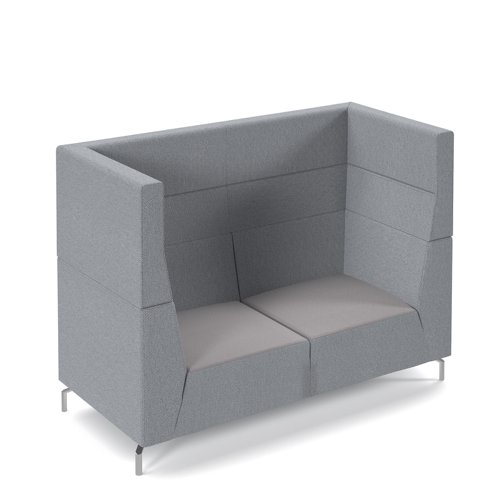 Alban high back double seater sofa with chrome legs - forecast grey seat with late grey back