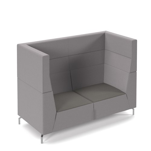 Alban high back double seater sofa with chrome legs - present grey seat with forecast grey back