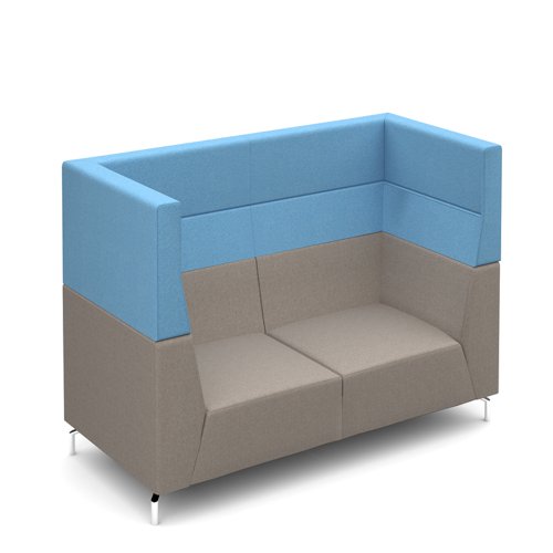 Alban high back double seater sofa with chrome legs
