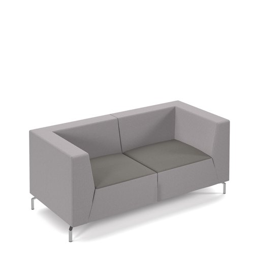 Alban low back double seater sofa with chrome legs - present grey seat with forecast grey back