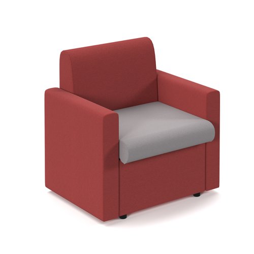 Alto modular reception seating with arms - forecast grey seat and arms with extent red back