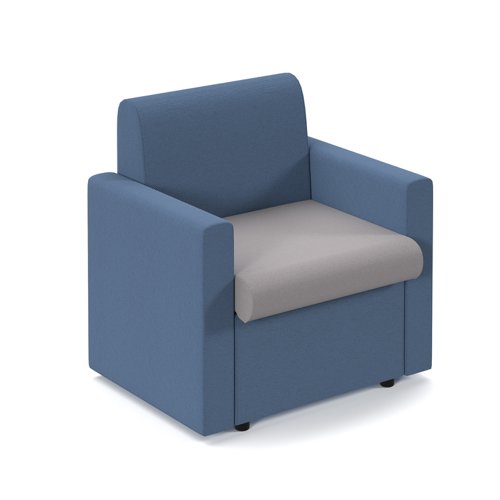 Alto modular reception seating with arms - forecast grey seat and arms with range blue back
