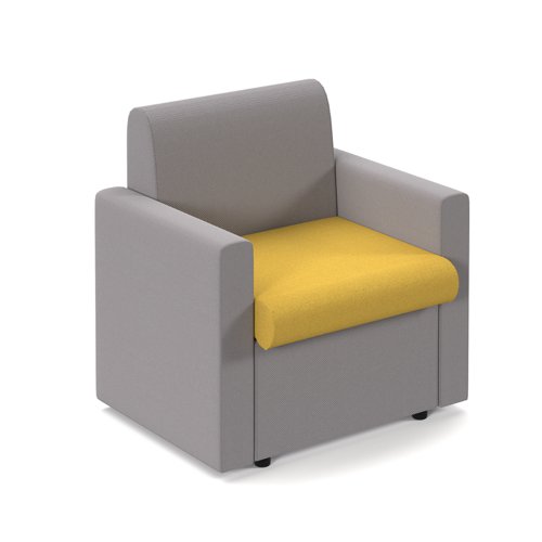 Alto modular reception seating with arms - lifetime yellow seat and arms with forecast grey back