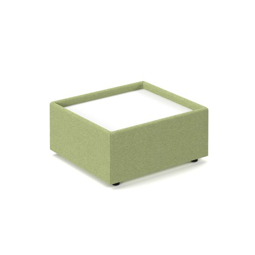 Alto modular reception seating wooden table - white top with endurance green base