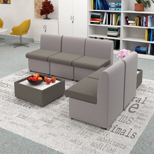 Alto modular reception seating wooden table with Ion power module - white top with present grey base