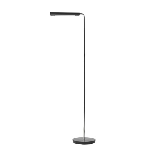 Anders LED floor lamp with swivelling head - Chrome & Black