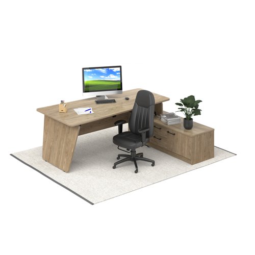 Anson executive desk with panel end legs 2000mm x 1000mm with 2000mm deep return - barcelona walnut Office Desks ANS-RD-BW