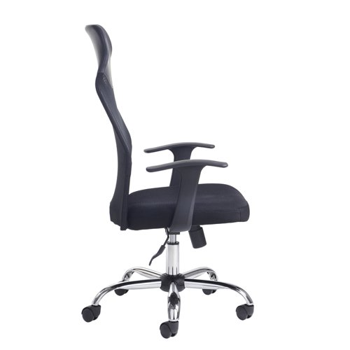 The Aurora high back mesh operators chair with black PU headrest is a real statement piece. Designed with durability and comfort in mind with an internal steel frame and deep padded black air mesh seat, Aurora enjoys an ultra contemporary design to style any office or workstation.