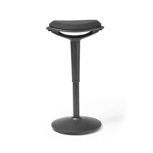 Ava height adjustable stool with black fabric seat