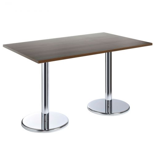 Pisa rectangular table with round chrome base 1300mm x 800mm - walnut