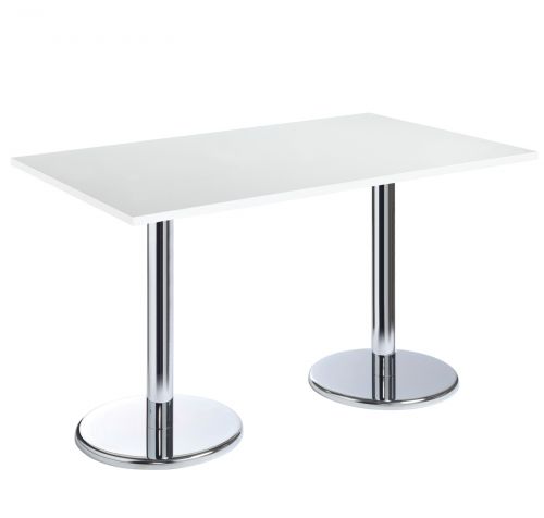 Pisa rectangular table with round chrome base 1300mm x 800mm - white