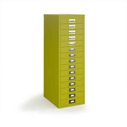 Bisley multi drawers with 15 drawers - green (Made-to-order 4 - 6 week lead time)