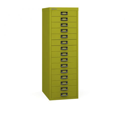 Bisley multi drawers with 15 drawers - green