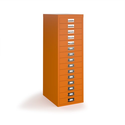 Bisley multi drawers with 15 drawers - orange