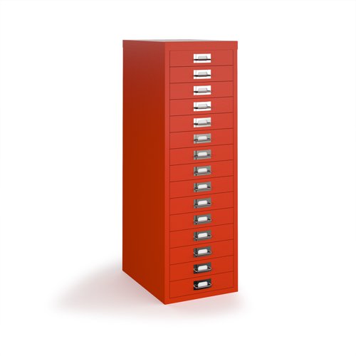 Bisley multi drawers with 15 drawers - red