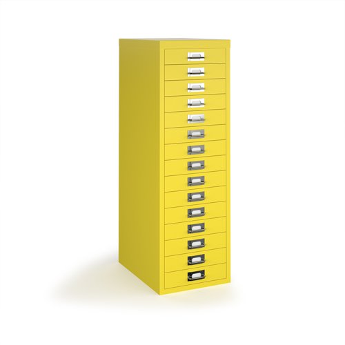 Bisley multi drawers with 15 drawers - yellow (Made-to-order 4 - 6 week lead time)