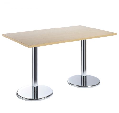 Pisa rectangular table with round chrome base 1600mm x 800mm - beech