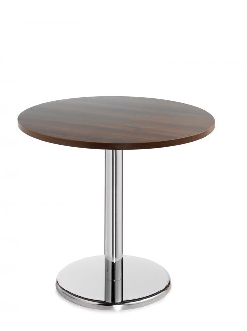Pisa circular table with round chrome base 600mm - walnut