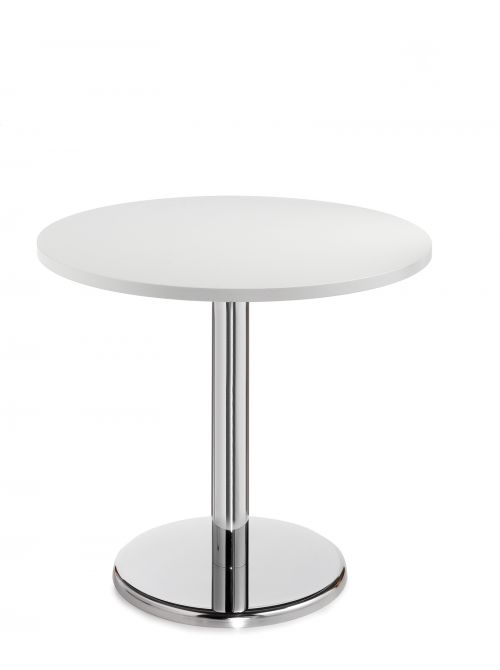 Pisa circular table with round chrome base 600mm - white