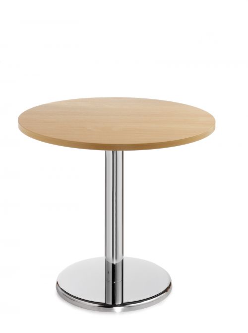 Pisa circular table with round chrome base 800mm - beech