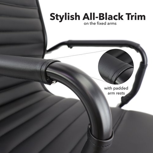 Bari executive visitors chair black frame - black faux leather | BARI100C1-K | Dams International