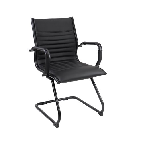 Bari executive visitors chair with black frame - black faux leather