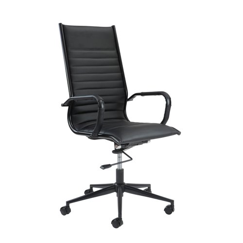 Bari high back executive chair with black frame - black faux leather