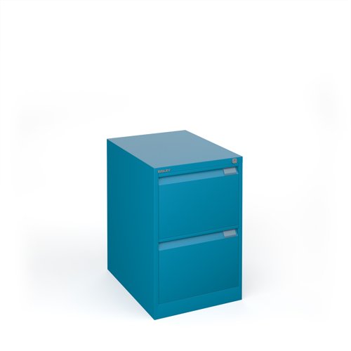 Bisley steel 2 drawer public sector contract filing cabinet 711mm high - blue