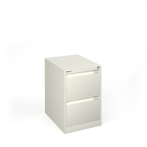 Bisley steel 2 drawer public sector contract filing cabinet 711mm high - white