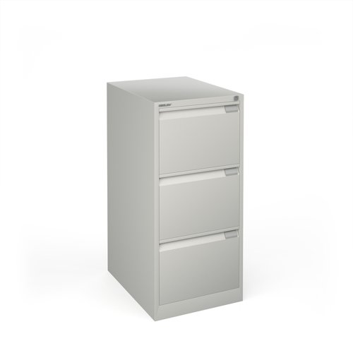 Bisley steel 3 drawer public sector contract filing cabinet 1016mm high - goose grey