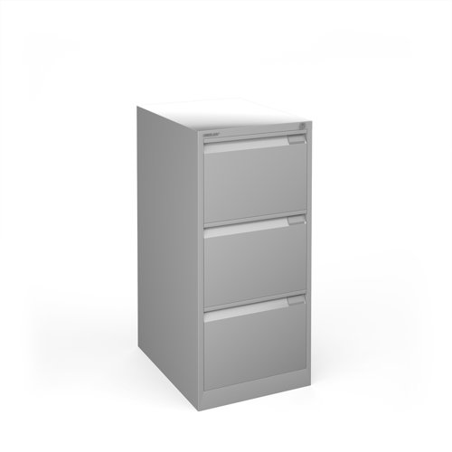 Bisley steel 3 drawer public sector contract filing cabinet 1016mm high - silver