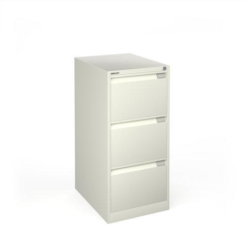 Bisley steel 3 drawer public sector contract filing cabinet 1016mm high - white