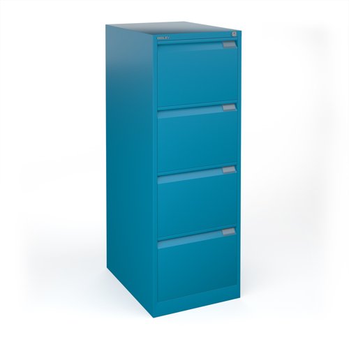 Bisley steel 4 drawer public sector contract filing cabinet 1321mm high - blue