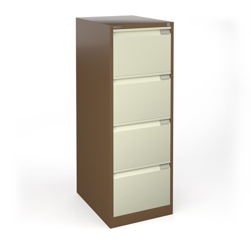 Bisley steel 4 drawer public sector contract filing cabinet 1321mm high - coffee/cream