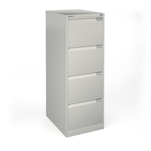 Bisley steel 4 drawer public sector contract filing cabinet 1321mm high - goose grey