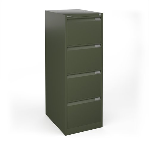 Bisley steel 4 drawer public sector contract filing cabinet 1321mm high - olive green