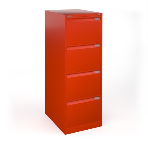 Bisley steel 4 drawer public sector contract filing cabinet 1321mm high - red
