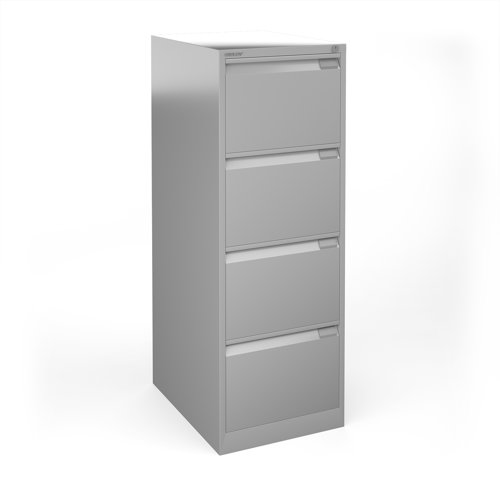 Bisley steel 4 drawer public sector contract filing cabinet 1321mm high - silver