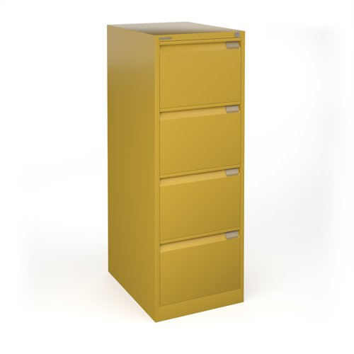 Bisley steel 4 drawer public sector contract filing cabinet 1321mm high - sunflower yellow