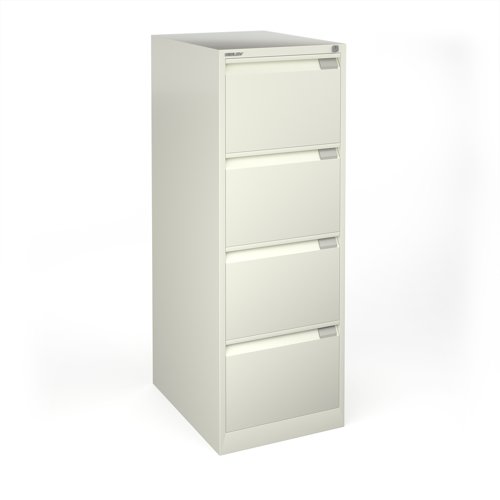 Bisley steel 4 drawer public sector contract filing cabinet 1321mm high - white