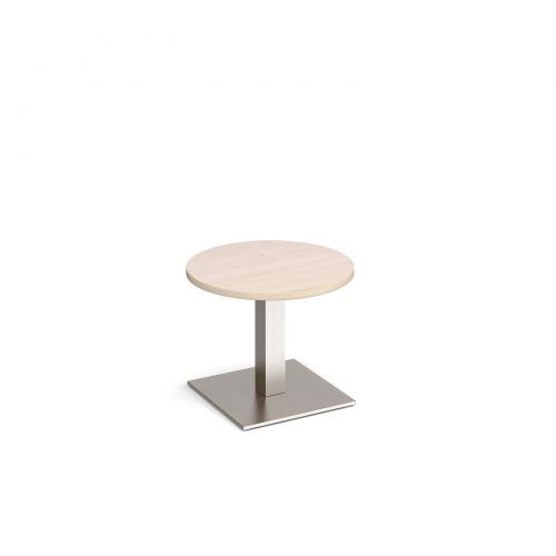 Brescia circular coffee table with flat square brushed steel base 600mm - maple