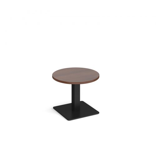 Brescia circular coffee table with flat square black base 600mm - walnut