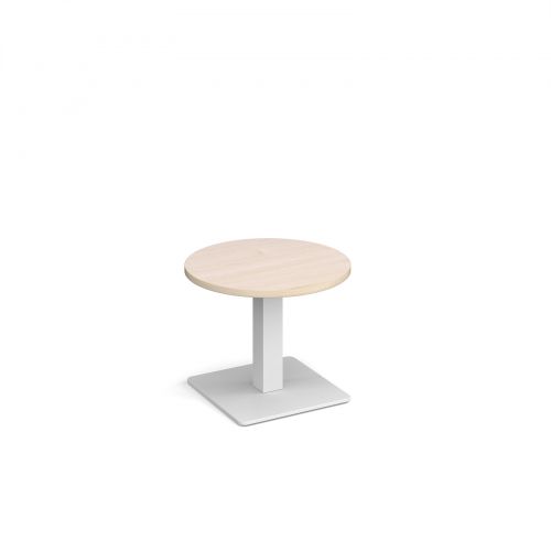Brescia circular coffee table with flat square white base 600mm - maple