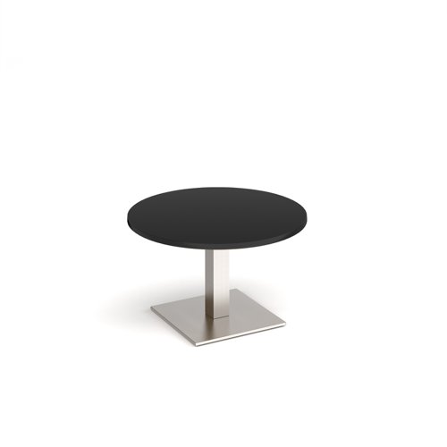 Brescia circular coffee table with flat square brushed steel base 800mm - Black