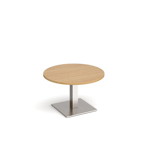 BCC800-BS-O Brescia circular coffee table with flat square brushed steel base 800mm - oak