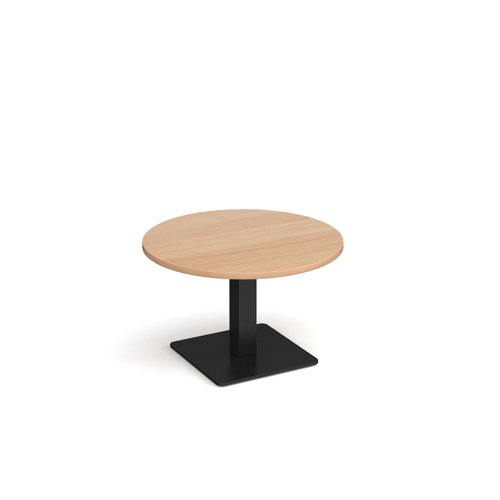 Brescia circular coffee table with flat square black base 800mm - beech Reception Tables BCC800-K-B