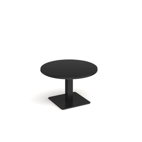 Brescia circular coffee table with flat square black base 800mm - Black